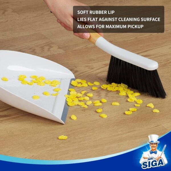 MR.SIGA Dustpan and Brush Set, Portable Cleaning Brush and Dustpan Combo with Bamboo Handle, 1 Set - Image 3