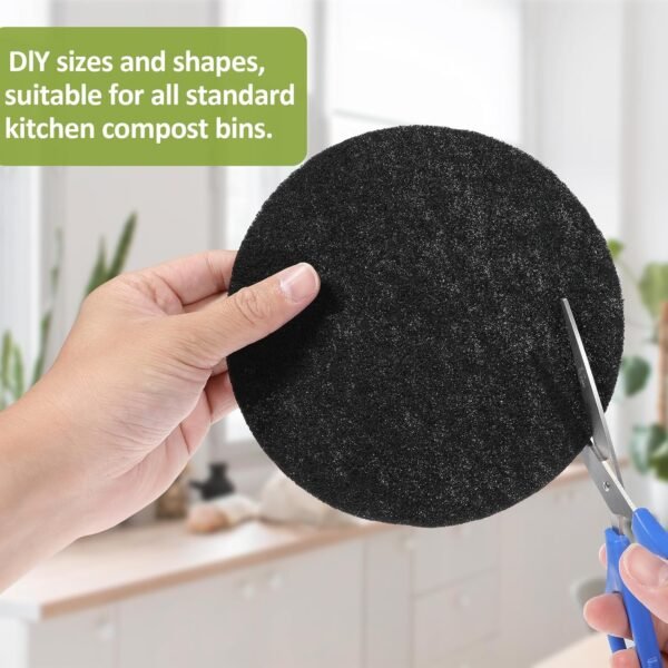6 Pack Charcoal Filters for Kitchen Compost Bin 6.3 Inch Compost Filters for Countertop Bin Compost Bin Filters Activated Charcoal Replacement Filters for Kitchen Home Bucket Refill Round - Image 4
