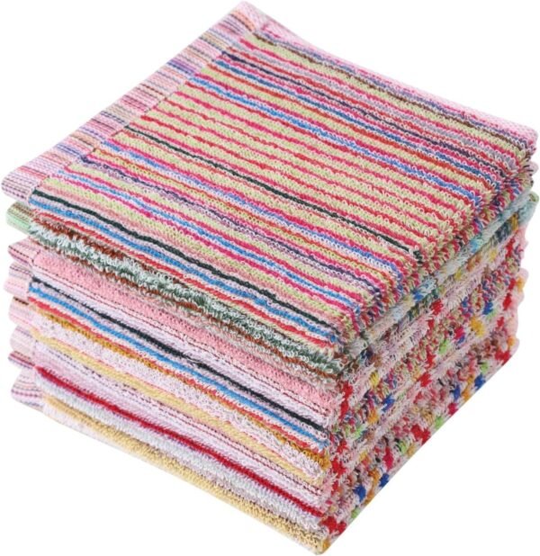 Oeleky Kitchen Dishcloths for Washing Dishes, Ultra Absorbent Dish Rags, Cotton Cleaning Cloths Pack of 8, 12x12 Inches (Mix-1, 12x12 inch)
