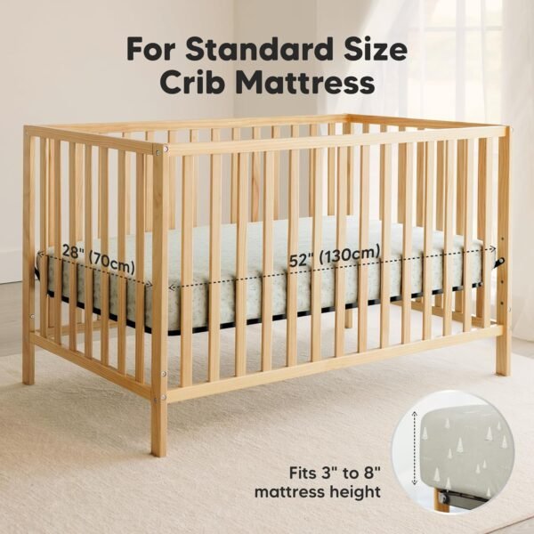 2-Pack Waterproof Crib Sheets for Girl, Boy - Organic Cotton 52X28 Fitted Crib Sheets Neutral,Crib Mattress Protector Sheets,Soft Toddler Bed Sheets,Washable Infant Fitted Baby Crib Sheets(Pine Grove) - Image 3