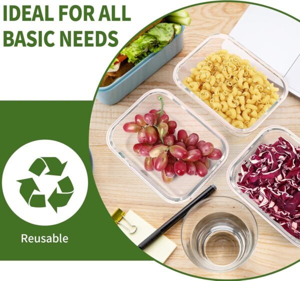 Skroam 5-Packs 36OZ Glass Food Storage Containers with Lids Airtight, Glass Meal Prep Container for Lunch, Pantry Organizers and Storage, Glass Lunch Boxes for Freezer to Oven Safe, Leak Proof - Image 7
