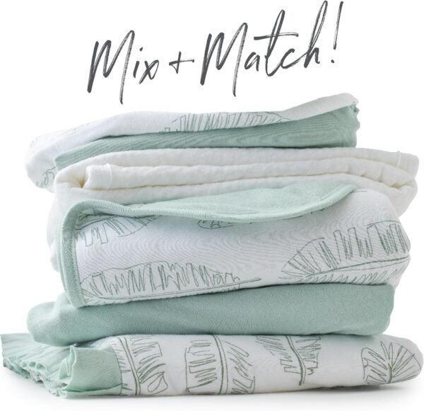 HonestBaby Fitted Crib Sheets Fits Standard Mattress Bassinet, Mini Prints 100% Organic Cotton Baby Boys, Girls, Unisex, Sage Fitted Crib Sheet, One Size - Image 5