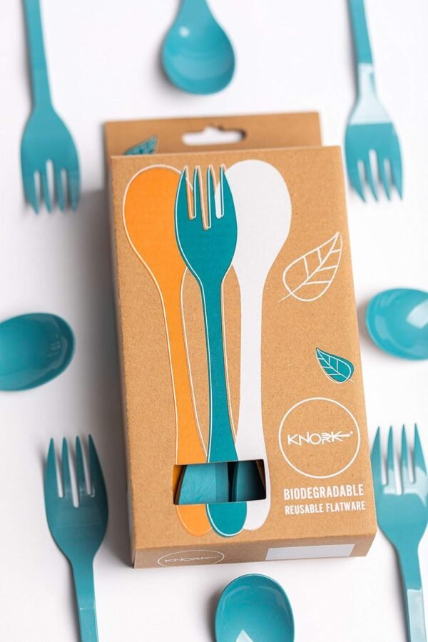 Knork Eco Plant Based 24 Pack Reusable Bamboo Flatware Set (BLUE) - Image 3