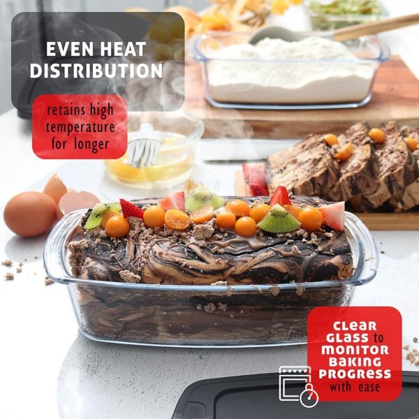 EATEX Glass Bread Pans for Homemade Bread Baking, 1.9 Qt Deep Glass Food Storage Containers with Lids Glass, 3 Glass Bread Loaf Pans 3 Airtight Lids - Image 9