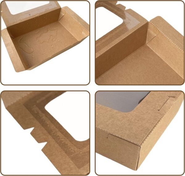60 Pack 40 OZ Take Out Food Containers Kraft Brown, Microwavable Paper to Go Boxes, Disposable Cardboard Lunch Meal Food Box with Clear window for Restaurants, Catering and Parties - Image 3