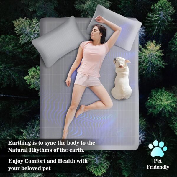 Grounding Sheet, 90% Organic Cotton+10% Pure Silver Organic Fitted Grounded Sheet for Improved Sleep, Pain Relief - Earth Connected Bedding (Gray, Queen(60 * 80 * 15inch)) - Image 4