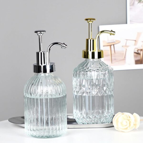 Glass Pump Soap Dispenser Kitchen Hand Soap Dispenser Sour Cream Dispenser Rustproof Stainless Steel Pump Dispenser for Kitchen Bathroom ((Maple Leaf Gold Nozzle) - Image 5