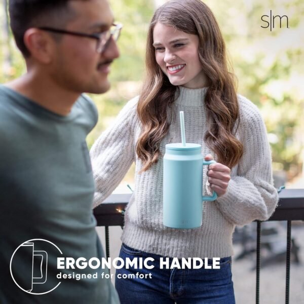 Simple Modern 50 oz Mug Tumbler with Handle and Straw Lid | Reusable Insulated Stainless Steel Large Travel Jug Water Bottle | Gifts for Women Men Him Her | Trek Collection | 50oz | Hazelnut - Image 7