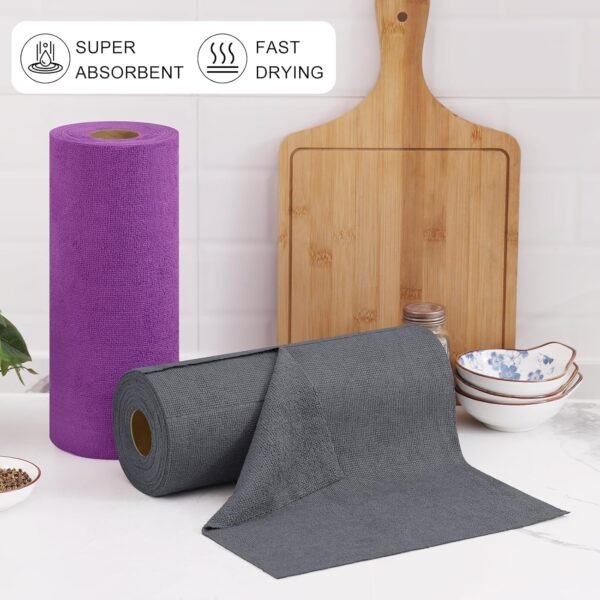 Homaxy Microfiber Cleaning Cloth Roll, 40 Pack Reusable Tear Away Towels, 11.8" x 11.8", Ultra Absorbent and Lint Free Cleaning Rags Towels for Car, House, Kitchen, Grey - Image 8