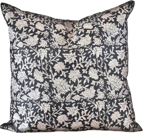 Clasica Studio Vintage Floral Throw Pillow Cover 18x18 Black Modern Transitional Double-Sided