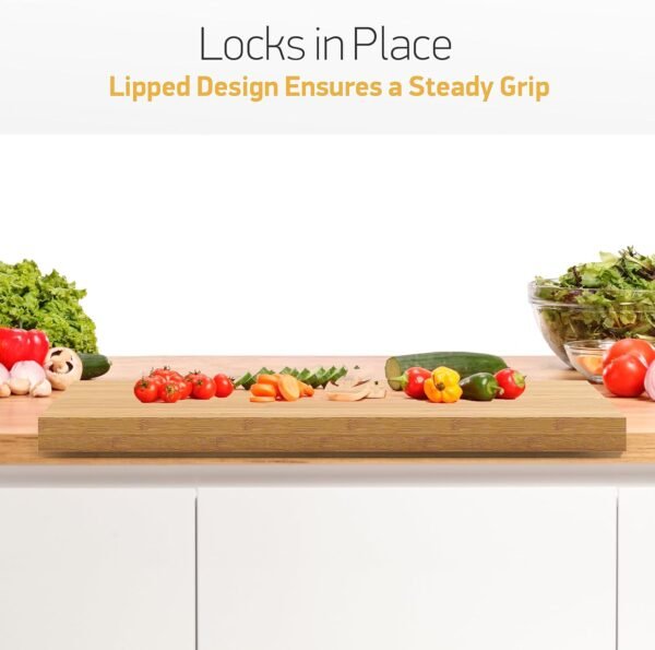 Extra Large Bamboo Cutting Board with Lip (X-Large) 21" x 18" - Image 3
