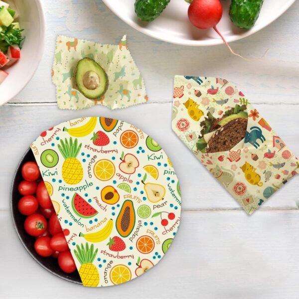 Reusable Beeswax Wrap, Beeswax Food Wraps, Eco-Friendly Bread Sandwich Wrapper, Organic, Sustainable, Biodegradable, Zero Waste, Includes 5S, 3M, 1L Size Wraps (Little flowers) - Image 6
