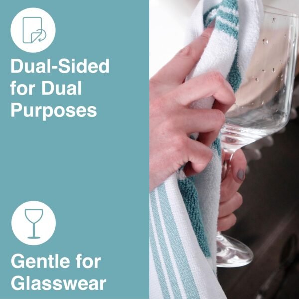 All-Clad Dual-Purpose Kitchen Towels: Highly Absorbent, Super Soft Long Lasting - 100% Cotton, 17"x30" Dish Towels for Cleaning & Drying Dishes, Pans, Glassware, or Countertops, (3-Pack), Rainfall - Image 3