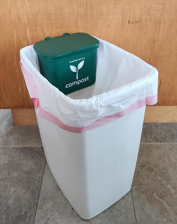 Small Green Compost Bin Container for Hanging on Kitchen Trash Container - Image 2