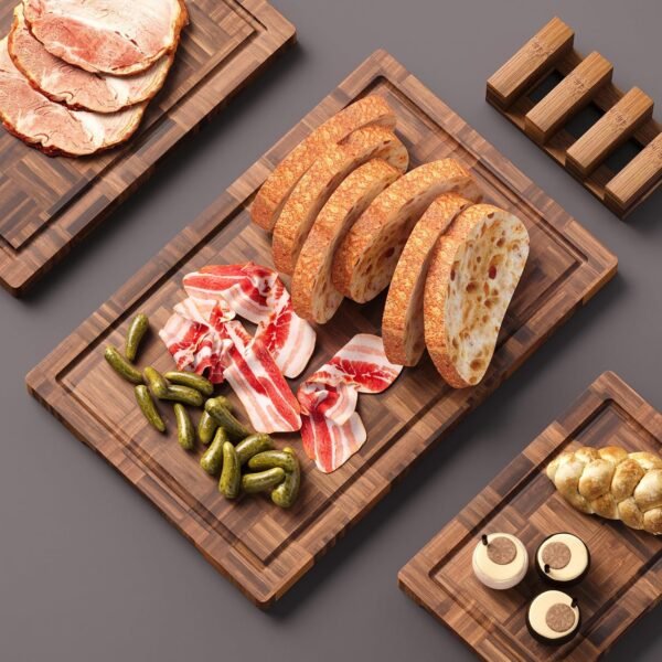 Bamboo Cutting Boards for Kitchen,Kitchen Cutting Board,Wooden Chopping Boards with Juice Groove, Serving Board Set, Splicing Craft Chopping Board for Meat,Vegetables,Fruit,Fish(3 Pcs) - Image 4
