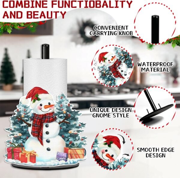 Snowman Paper Towel Holder, Christmas Decoration for Kitchen Home Bathroom, Metal Stand Paper Towel Holder Stand Large, Fall Towels Paper Holder for Countertops Farmhouse Decor - Image 5