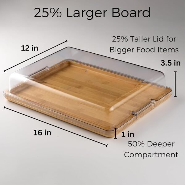 Cover&Board 2-in-1 Charcuterie Board with Lid and Cutting Board - Versatile Bamboo Cutting Board & Travel Charcuterie Board with Lid - Cheese Board - Large 12x16 Charcuterie Boards with Lid - Image 6