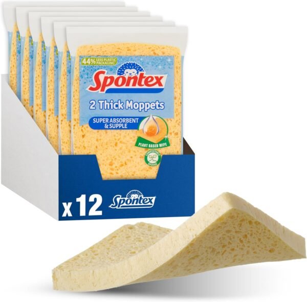 Spontex Thick Moppets, 6 Packs of 2 (Total 12 Sponges)