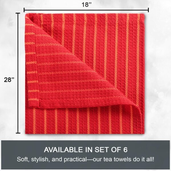 Cotton Tea Towels for Kitchen (Pack of 6) - 100% Cotton Tea Towel Set - Reusable & Washable Dish Cloths for Washing Dishes - Multipurpose Kitchen Towel Set - Image 2