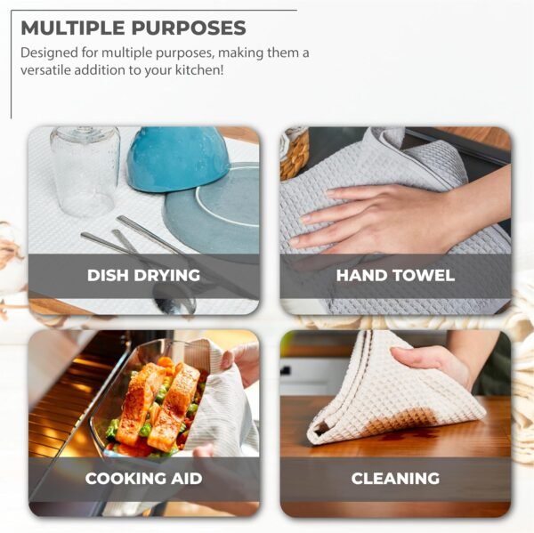 Dishcloths, 100% Turkish Cotton Dish Towels, Waffle Pattern Hand Towels, 12"x12" Premium Towels for Kitchen, Ultra Soft & Absorbent Washcloths, 4 Packs Reuseable Lint Free (Turquoise) - Image 5