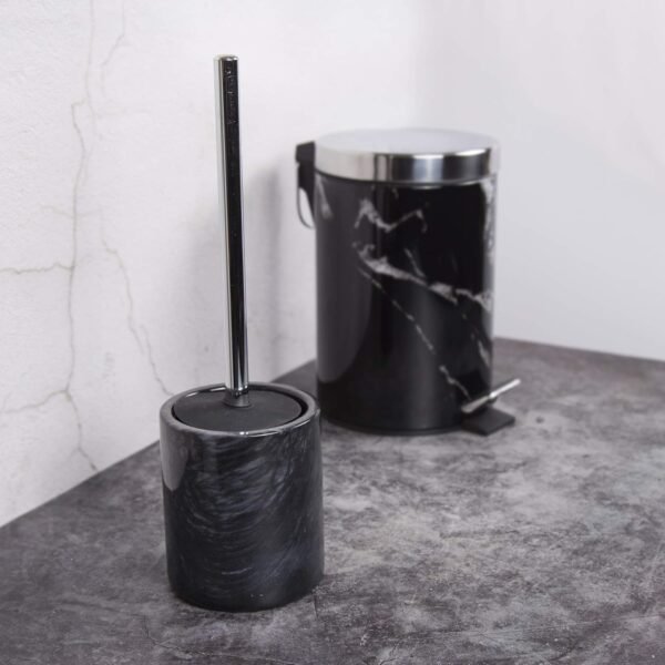 Creative Home Natural Black Marble Toilet Ball Brush and Holder Set with Silicone Cover Compact Storage Scrubbing Brush for Bathroom Cleaning, 4.3" Diam. x 14.5" H, Black - Image 7