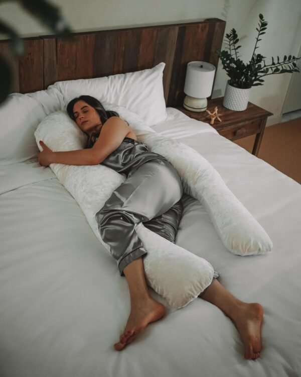 YANA Body Pillow | Luxury Pregnancy U Shaped Body Pillow - Organic Bamboo Cotton - Shredded Cooling Gel Fill - Ergonomic Design - Double Sided - Washable - Image 3