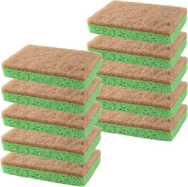 Natural Sponge by Scrubit - 10-Pack - Biodegradable Cellulose Natural Sponges for Dishes with a Tough Eco-Friendly Scouring Pad for Kitchen and Bathroom – Non-Stick Plant-Based Compostable Sponges - Image 8