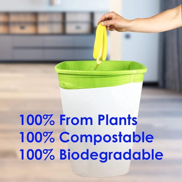 Cacus 100% Compostable Trash Bags, 13 Gallon/49.2L, 80 Count, Heavy Duty 0.90 Mils Thickness, Tall Kitchen Trash Bags, Food Waste Bags, US BPI ASTM D6400 and Europe OK Compost Home Certified - Image 4