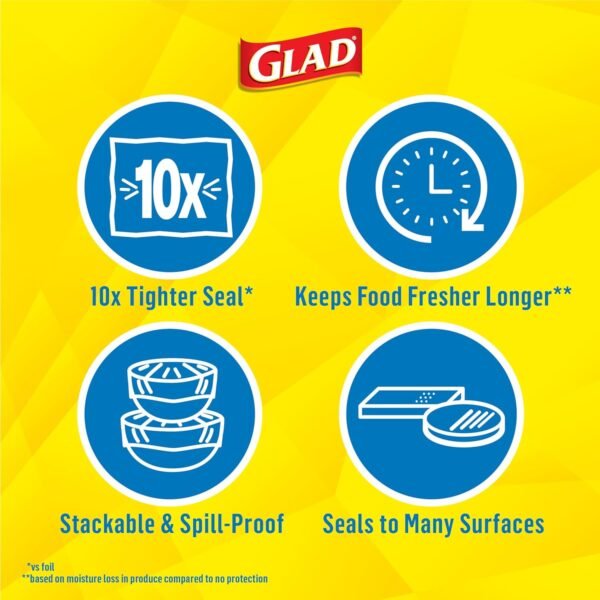Glad Press'N Seal Plastic Food Wrap, 100 Square Foot Roll, Pack of 3, (Package May Vary) - Image 3