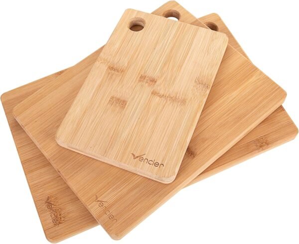 Thick Wooden Cutting Boards Set - Perfect for Meat Carving, Vegetable and Bread Cutting - Bamboo Chopping Board Ensemble (3pc Set) - Image 5
