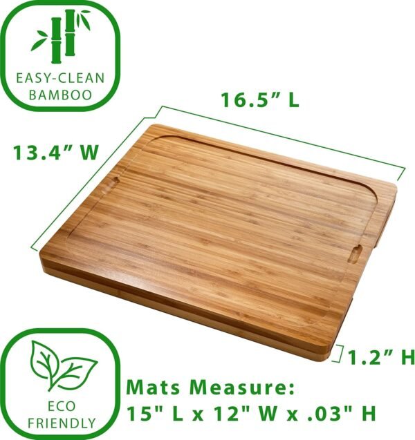 Seville Classics Bamboo Premium Wood Cutting Board Serving Tray w/ 7 Color-Coded BPA-Free Mats, for Chopping Bread, Cheese, Fruits, Vegetables, Meats, Charcuterie (PATENTED), Bamboo (NEW MODEL) - Image 2