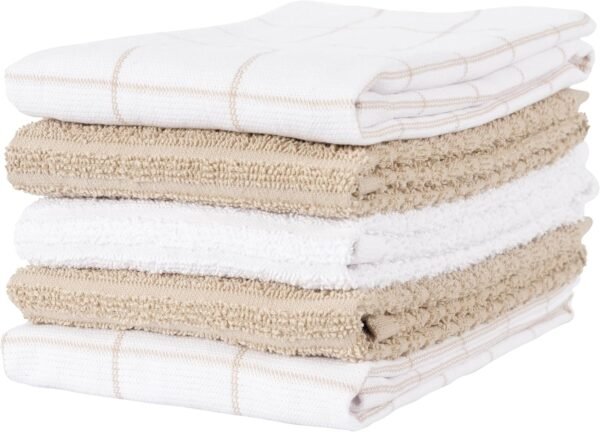 KAF Home Premium Dual Purpose Kitchen Towels (16”x 28”, 5 Pack) | Cotton Kitchen Hand Towels | Absorbent and Plush Dual Purpose Terry Dish Towel Set - Image 4