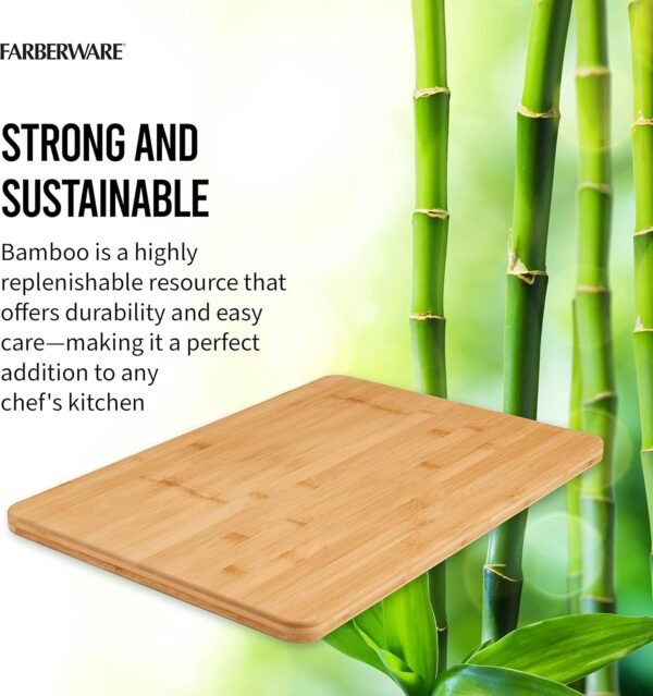 Farberware Extra-Large Wood Cutting Board, Reversible Chopping Board for Kitchen Meal Prep and Serving, Charcuterie Board, 14-Inch x 20-Inch, Bamboo - Image 4