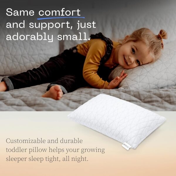 Coop Home Goods Original Toddler Adjustable Pillow, Soft, Breathable & Washable Mini Bed Pillows for Kids with Premium Memory Foam for Neck, Knee & Back Support, CertiPUR-US/GREENGUARD Gold, 19" x 13" - Image 2