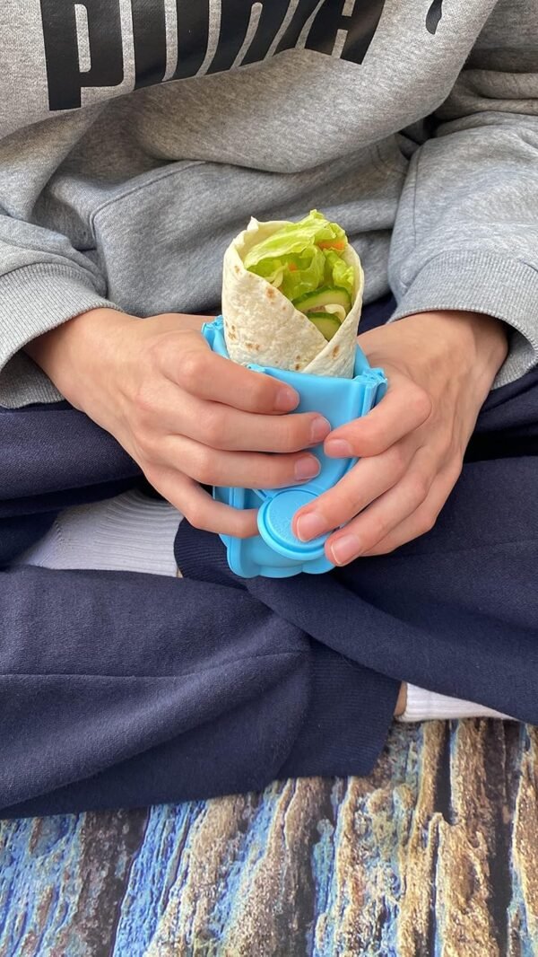 Blue Wrap'd Reusable Silicone Lunch Burrito Flatbread Wrap Holder Container Alternative to Beeswax Wraps Cling Wrap - Image 2