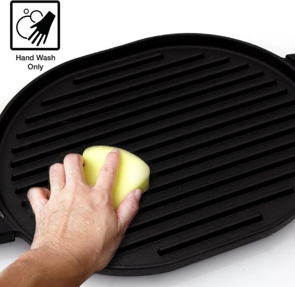 Nuwave Cast Iron Grill, 12.42”x10.21” Non-Stick Grilling Surface, Deep Grill Ridges, Pre-Seasoned, Stay-Cool Silicone Handles, Easy-to-Clean,Oven Safe,Stovetop,BBQ,Fire & Smoker,Induction-Ready,Black - Image 7