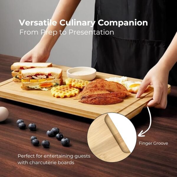 Wooden Cutting Board 3-Piece With 3 Assorted Sizes - Reversible Organic Bamboo Chopping Boards for Kitchen with Juice Grooves For Meal Prep & Serving Gifts. - Image 3