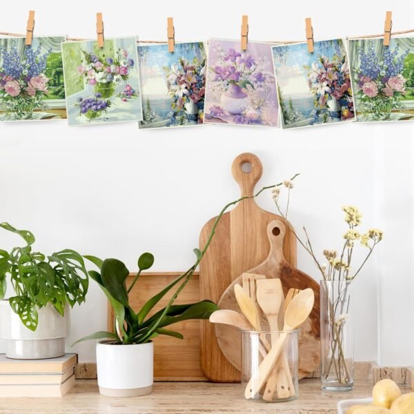 8 Pcs Swedish Dishcloths for Kitchen, Lavender Floral Reusable Swedish Cloths Sponge, No Odor, Biodegradable, Super Absorbent, Washable Quick Drying Swedish Paper Towels, 4 Patterns - Image 7
