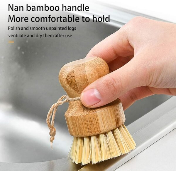 Natural Sisal Dish Washing Brush Bamboo Round Scrub Brush Pots Pans Vegetables Household Cleaning Brush… (Sisal) - Image 4