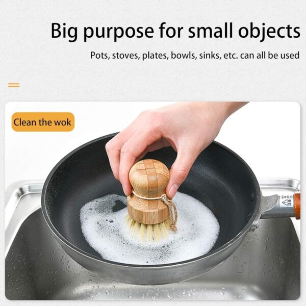 Natural Sisal Dish Washing Brush Bamboo Round Scrub Brush Pots Pans Vegetables Household Cleaning Brush… (Sisal) - Image 5