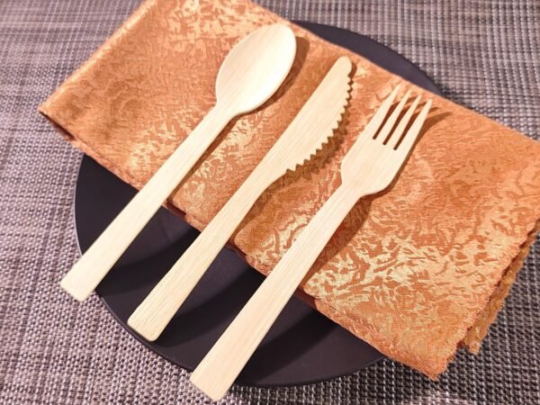90 Count Bamboo Cutlery Set (30 Forks, 30 Spoons, 30 Knives),Compostable Biodegradable Utensils Set - Image 4