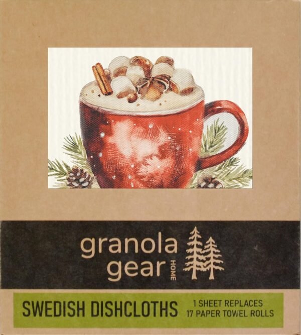 Home by GranolaGear-Christmas Swedish Dishcloths for Kitchen 6-Pack Reusable Paper Towels, Eco-Friendly, Compostable, Biodegradable Dish Wash Cloths, Washable Sponge, Winter Holiday Art-Hot Cocoa Bar - Image 6