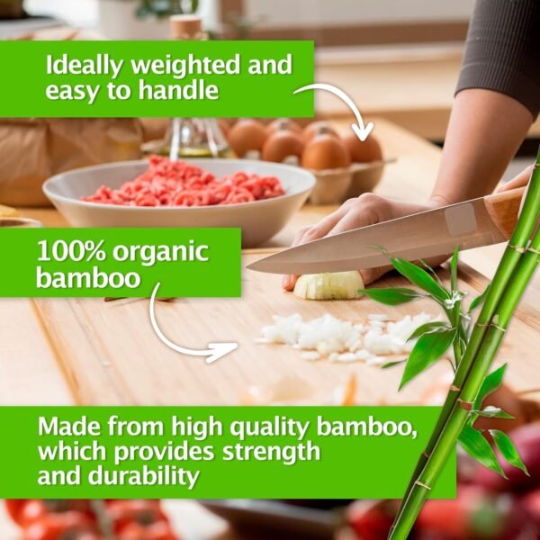 Bamboo Cutting Boards for Kitchen, Set of 3 with Juice Slot and Non-Slip Corners, Double-Sided Wooden Chopping Board for Meat, Fruits, Vegetables and Cheese - Image 5
