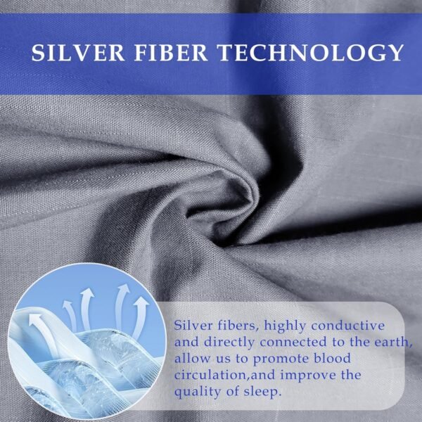 Grounding Fitted Sheet Silver Fiber Grounding Sheets Twin Grounded Bed Sheet Organic Cotton Earth Sheet with Cord (39"*75"*14",Grey) - Image 4