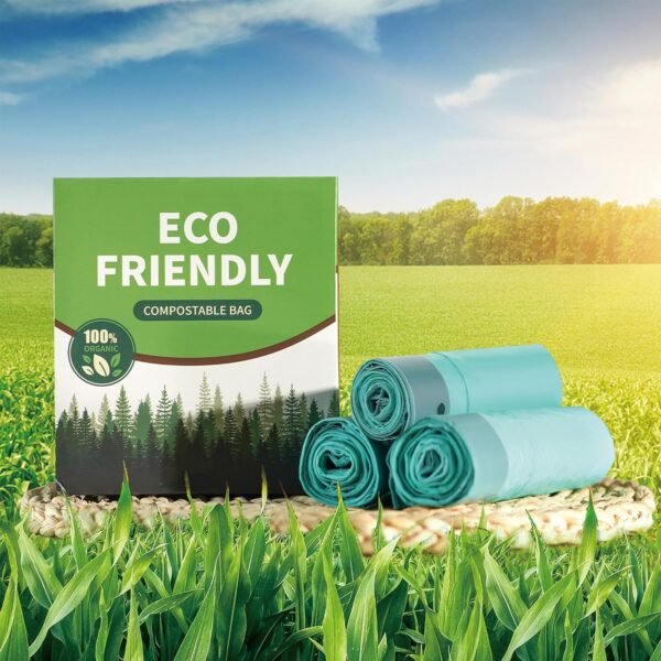 Biodegradable drawstring trash bags, 4 Gallon, 100% Compostable garbage bags wastebasket liners bags for kitchen bathroom office garden,US BPI ASTM D6400 and Europe OK Compost Home Certified - Image 7