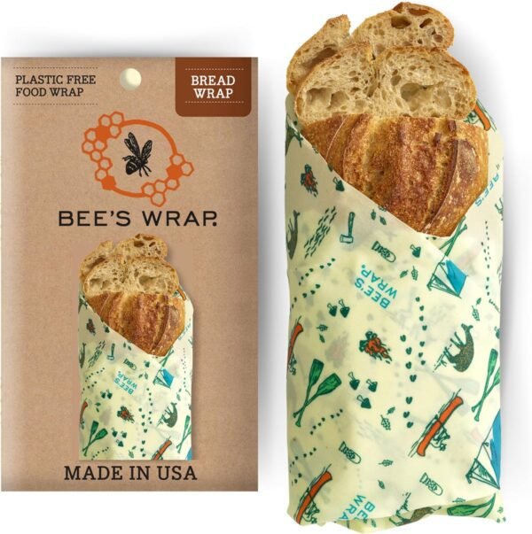 Bee's Wrap Reusable Beeswax Food Wraps Made in the USA, Eco Friendly Beeswax Wraps for Food, Sustainable Food Storage Containers, Organic Cotton Food Wrap, XL Bread Wrap for Homemade Bread