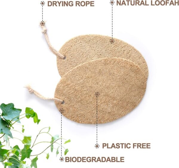 Gaia Guy Natural Dish Sponge (10 Pack), Compostable Kitchen Scrubber Scouring Pad, 100% Plastic-Free Loofah Plant-Based Dishwashing Scrubber, Biodegradable and Zero Waste - Image 2