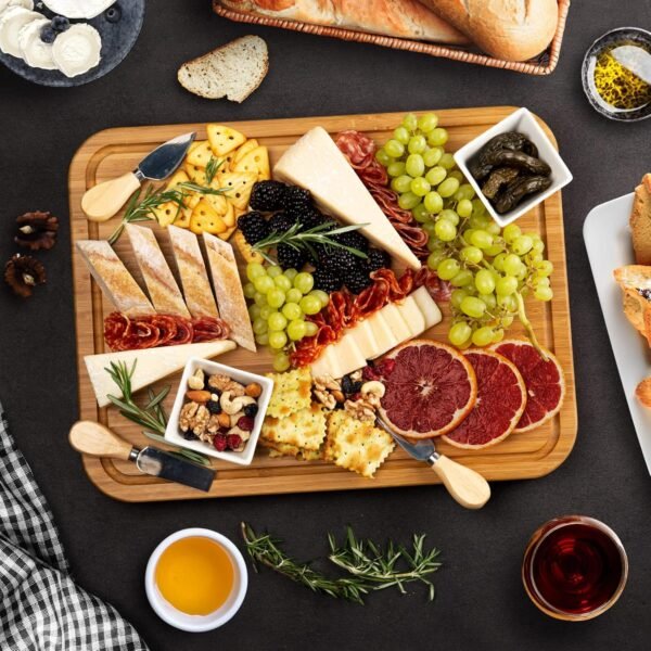 Turkey Carving Board, Heavy Duty Meat Cutting Board for Thanksgiving Bamboo Wood Butcher Block Brisket Cutting Boards with Juice Groove, Pyramid Spikes Stabilizes Steak or Turkey While Carving - Image 5