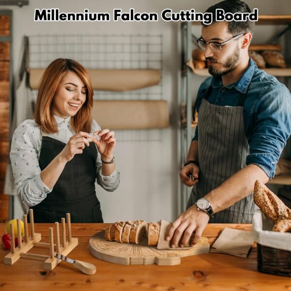 Bamboo Engraved Cutting Board Set, Handmade Bamboo Cutting Board with Holder, Wood Charcuterie Board with Cheese Knives, Kitchen Chopping Boards for Dad, Unique Christmas Gifts for Men - Image 2