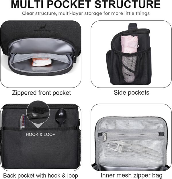 NOL Natural Organic Lifestyle Large Lunch Bag Insulated Cooler lunch Bag for Adult Men Women Waterproof Lightweight Lunch Box Organiser Leakproof Cooler Tote for Work (Black) - Image 5